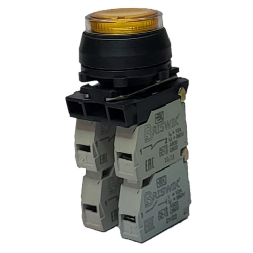 Выключатель Briswik КЕ 172/7м -Л 220В желтый 2но+1нз цилиндр с подсветкой IP66 УХЛ2 10А | код aZ-EB-6Ai-7432 | Briswik