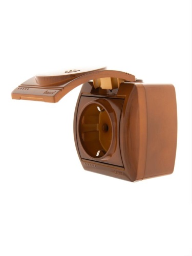 HATA Розетка с заземлением с крышкой керамика сосна | код 710-0800-123 | LEZARD фото 4