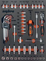 OMT54STE Набор головок торцевых 1/4 DR с аксессуарами в EVA ложементе 280х375 мм, 54 предмета | код OMT54STE | Ombra