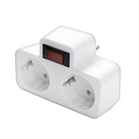 Разветвитель 2-м плоский с выключателем с заземл. 16А 3500Вт 250В бел. DОМТОК 2664