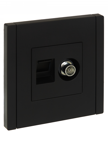 FORTE&PIANO Роз. двойная TV+RJ45 кат.5E FP136 чер. IEK | код FP-AK20-1-K02 | IEK