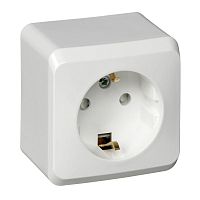 Розетка ETUDE, открытый монтаж, с заземлением, со шторками, белый | код. PA16-004B | Schneider Electric