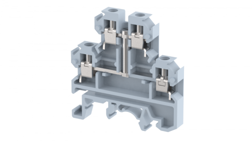 Клемма проходная винтовая 2,5 мм2, двухуровневая, с замкнутыми уровнями, на 4 подключения, черная KU2D4S(BK) | код 1103310005 | Elmex