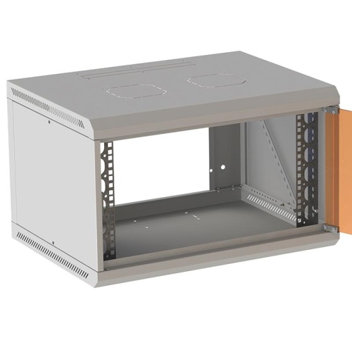 Шкаф настенный 19' 6U 600х350мм стеклянная дверь (без задн. стенки) RAL 7035 | код 05-1060 | SUPRLAN фото 3