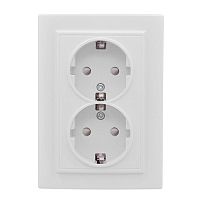 Розетка двухместная МИНСК, скрытый монтаж, с заземлением, со шторками, белый | код. ERR16-128-100 | EKF
