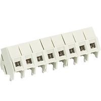 Клемма на печатную плату, подвод кабеля по углом 35 гр., с маркировкой, 4 полюса, шаг: 5,00 мм, винтовая фиксация провода, 300V, 10A, цвет: серый, серия 8134 | код 25.500.0453.0 | Wieland