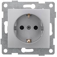 GUSI Bravo механизм розетки 1-ой с/з с з/ш, скрытая установка, 16А, 250В. Цвет серебро. | код С10Р4-004 | GUSI ELECTRIC