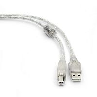 Кабель USB 2.0 Pro Cablexpert CCF-USB2-AMBM-TR-6, AM/BM, 1,8м, экран, феррит.кольцо, прозрачный, пакет | код CCF-USB2-AMBM-TR-6 | Cablexpert