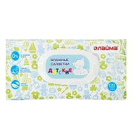 Салфетки влажные КОМПЛЕКТ 120 шт., LAIMA/ЛАЙМА, для детей, универсальные очищающие, клапан-крышка | код 128079 | LAIMA