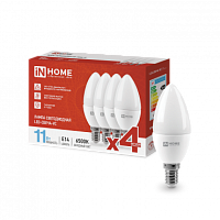 Лампа сд LED-СВЕЧА-VC 4PACK 11Вт Е14 6500К 1050Лм IN HOME | код 4690612047805 | IN HOME