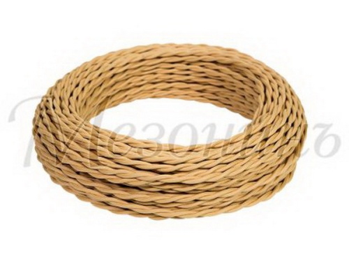 Ретро-провод монтажный витой ПВХ 2х1,5мм, песочное золото, (бухта 10м) МЕЗОНИНЪ | код GE70111-32 | МЕЗОНИНЪ Ретро-провод монтажный витой ПВХ 2х1,5мм, песочное золото, (бухта 10м) МЕЗОНИНЪ | код GE70111-32 | МЕЗОНИНЪ