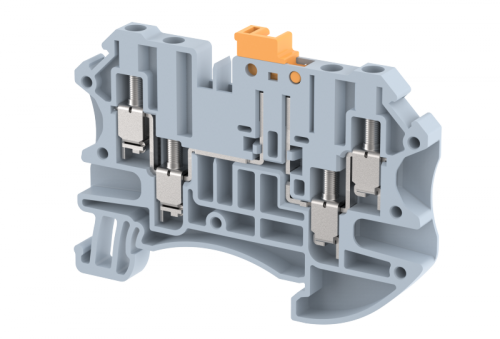 Клемма проходная винтовая 2,5 мм2 с размыкателем, на 4 подключения, серая TQK2.5-2X2-GREY | код 1202150000 | Elmex