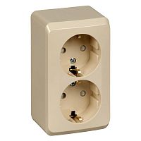 Розетка двухместная ETUDE, открытый монтаж, с заземлением, со шторками, кремовый | код. PA16-008K | Schneider Electric