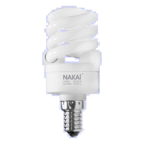 Лампа энергосберегающая (КЛЛ) FS-mini (спираль) 18Вт 220-230В E14 3300K NAKAI | код 7/76 | NAKAI