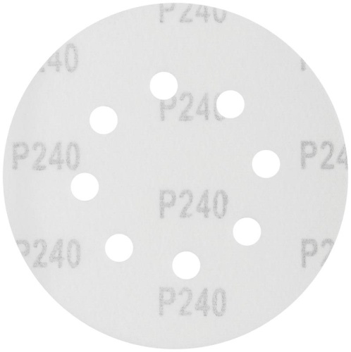 Круги шлифовальные с отверстиями (липучка), алюминий-оксидные, 125 мм, 5 шт Р 240 | код 39789 | FIT фото 2