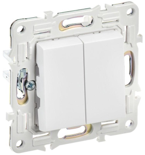 SKANDY Выключатель 2-клавишный проходной 10А SK-V05W арктический белый IEKновинка | код SK-V22-0-10-K01 | IEK SKANDY Выключатель 2-клавишный проходной 10А SK-V05W арктический белый IEKновинка | код SK-V22-0-10-K01 | IEK