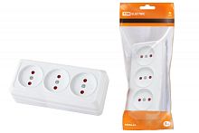 Розетка 3-х местная горизонтальная 2П открытой установки IP20 10A с з/ш белая Ладога TDM | код SQ1801-0125 | TDM