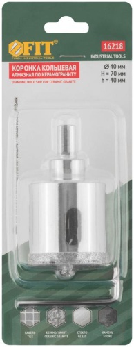 Коронка кольцевая по керамограниту, камню и кафелю алмазная с центровочным сверлом 40х67 мм | код 16218 | FIT фото 3