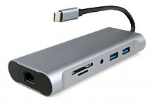 Адаптер интерфейсов Cablexpert A-CM-COMBO7-01, USB-CM 7-в-1 (Type-C, USB3.0, HDMI, VGA, RJ-45, кардридер, стерео-звук) | код A-CM-COMBO7-01 | Cablexpert