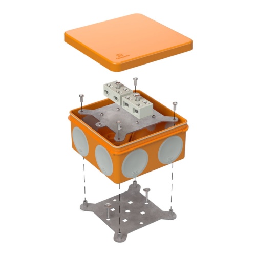 Коробка огнестойкая разветвительная для о/п двухкомпонентная 60-0300-FR6.0-4-4-Р Е15-Е60 RAL2004 100х100х50 (14 шт/кор) Промрукав | код 60-0300-FR6.0-4-4-Р | ПРОМРУКАВ