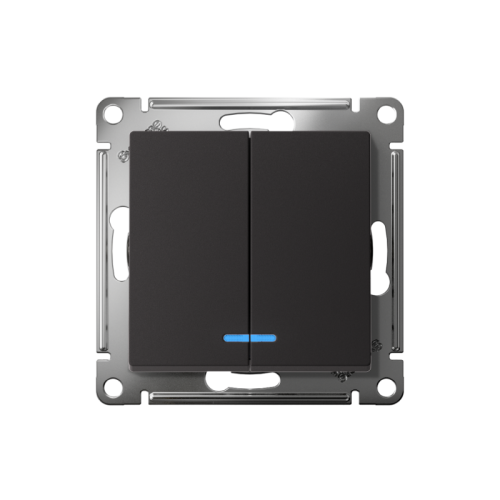 ATLASDESIGN 2-клавишный ВЫКЛЮЧАТЕЛЬ с подсветкой ,сх.5а, 10АХ, быстрозажимные клеммы, КАРБОН | код ATN001053S | Systeme Electric фото 2