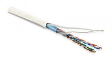 Кабель витая пара экранированная F/UTP категория 5e 4 пары (26 AWG) многожильный (patch) экран - фольга LSZH нг(С)-HF белый, Hyperline FUTP4-C5E-P26-IN-LSZH-WH-100 (100 м) | код 243618 | Hyperline