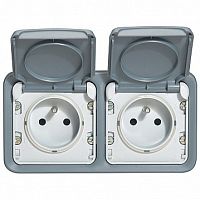 Plexo55 коробка 2-ная гориз. для накл. монтажа без перегородки с сальн., серая | код. 069672 | Legrand