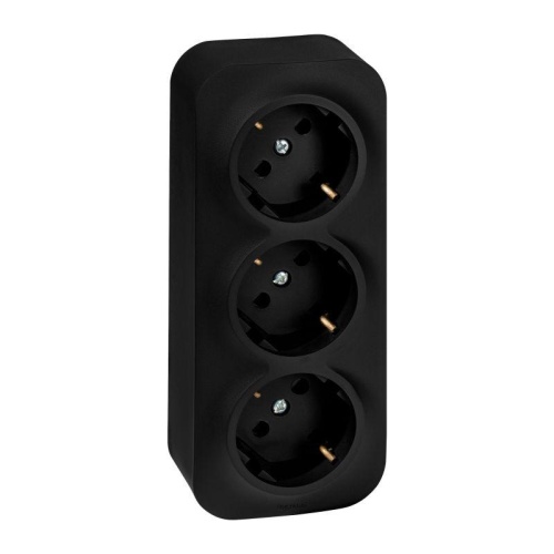 Розетка 3-м ОП Quteo 16А IP20 250В 3х2P+E с заземл. защ. шторки черн. матов. Leg 782473 Розетка 3-м ОП Quteo 16А IP20 250В 3х2P+E с заземл. защ. шторки черн. матов. Leg 782473