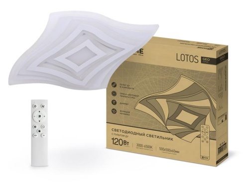 Светильник светодиодный GEO LOTOS 120Вт 230В 3000-6500К 8400лм 500х60мм с пультом ДУ | код 4690612035765 | IN HOME Светильник светодиодный GEO LOTOS 120Вт 230В 3000-6500К 8400лм 500х60мм с пультом ДУ | код 4690612035765 | IN HOME