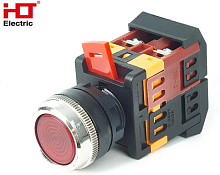 Кнопка ABLFS-22 с подсветкой NO+NC 230В IP40 красный HLT | код 085-07-023 | HLT