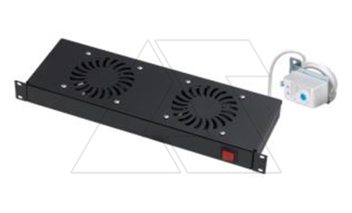 Блок охлаждения 19.1U для монтажа в щит, 2 вентилятора, термостат, кнопка включения/отключения, черный | код LN-FAN-THM-2FRM-BL | LANDE Блок охлаждения 19.1U для монтажа в щит, 2 вентилятора, термостат, кнопка включения/отключения, черный | код LN-FAN-THM-2FRM-BL | LANDE