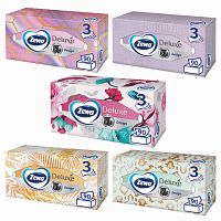 Салфетки косметические 3-х слойные, 90 шт., ZEWA Deluxe Design, в картонном боксе | код 111332 | ZEWA