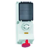 Розетка настенная с выкл + окно 16А 5р 400v 6hIP44 17163 | код 17163 | Bals