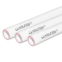 Труба полипропиленовая армированная стекловолокном SDR7.4 PN20 50 х 6.9 мм хлыст 4м белая | код 10105050 | VALFEX