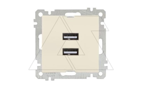 21 - Розетка 2xUSB Type A, сл.кость | код 2100-449-0102 | Mutlusan 21 - Розетка 2xUSB Type A, сл.кость | код 2100-449-0102 | Mutlusan