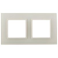 Рамка на 2 поста, стекло, Эра Elegance, сл.кость+сл.кость, 14-5102-02 | код Б0034489 | ЭРА