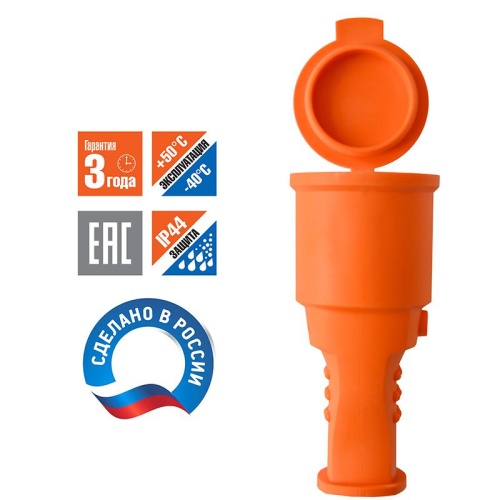 Разъем штепсельный UNIVersal с/з каучук с заглушкой 16А 250В IP44 оранжевый (еврослот) | код 3038 | Universal фото 4