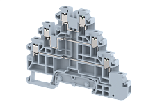 Клемма проходная винтовая 2,5 мм2, трехуровневая, на 6 подключений, красная TQ2.5-3T+WOE-RED | код 1202540002 | Elmex