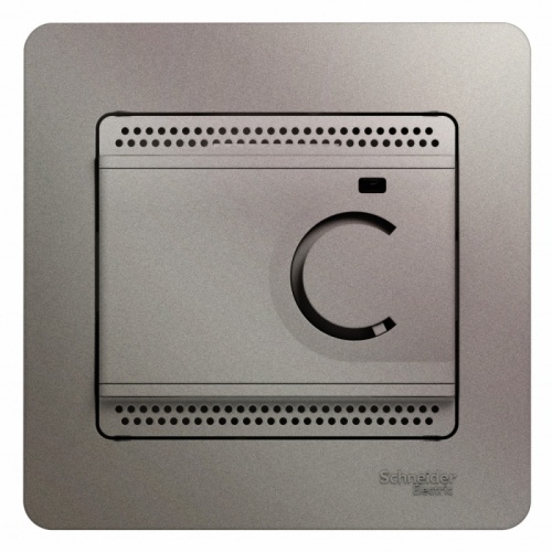 GLOSSA ТЕРМОСТАТ электрон.теплого пола с датчиком,+5-+50°C,10A,в сборе, ПЛАТИНА | код GSL001238 | SCHNEIDER ELECTRIC