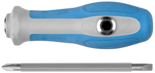 Отвертка с переставным жалом комбинированная, прямая и Т-обр., прорезиненная ручка, 6х120 мм PH2/SL6 | код 56228М | FIT Отвертка с переставным жалом комбинированная, прямая и Т-обр., прорезиненная ручка, 6х120 мм PH2/SL6 | код 56228М | FIT