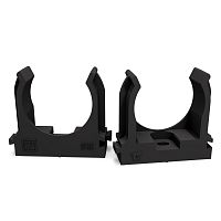 Крепеж-клипса для труб атмосферостойкая для прямого монтажа черная в п/э d32 мм (25шт/500шт уп/кор) Промрукав | код PR13.0408 | ПРОМРУКАВ