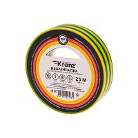 Изолента ПВХ KRANZ 0.13х19 мм, 25 м, желто-зеленая (5 шт./уп.) | код KR-09-2207 | KRANZ