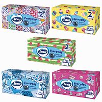Салфетки косметические 2-х слойные 100 шт., ZEWA Everyday, в картонном боксе | код 124758 | ZEWA