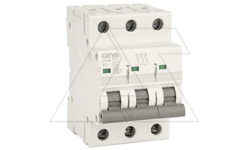 Авт. выключатель GYM8-3P-32B, 3P, 32A, хар-ка B, 4,5kA, 3M | код GYM83P32B | GEYA