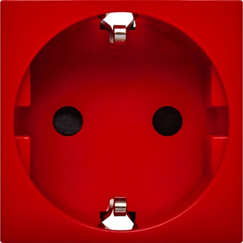 Розетка с заземлением - безвинтовые зажимы - со шторками 16А 250В - 90°- 2 модуля - красный | код 4525055 | Legrand фото 2