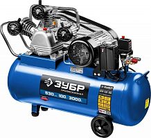 Компрессор поршневой Зубр КПМ-530-100 масляный 530л/мин 100л 3000Вт синий/черный | код 1440958 | ЗУБР