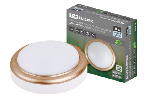 Светильник накладной LED ДПО Антарес 8Вт 4000К круг 140*58 мм мат.золото IP54 TDM | код SQ0354-0015 | TDM Светильник накладной LED ДПО Антарес 8Вт 4000К круг 140*58 мм мат.золото IP54 TDM | код SQ0354-0015 | TDM