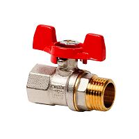 Кран шаровой ручка бабочка латунь внутр./наружн. резьба 1/2дюйм PN25 никель (инд. упак.) | код 34885 | RTP