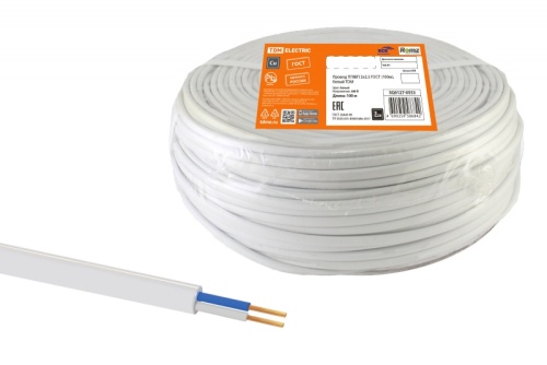 Провод ПГВВП 2х2.5 ГОСТ (бухта 100м) белый | код SQ0127-0553 | РЭМЗ ТМ Провод ПГВВП 2х2.5 ГОСТ (бухта 100м) белый | код SQ0127-0553 | РЭМЗ ТМ