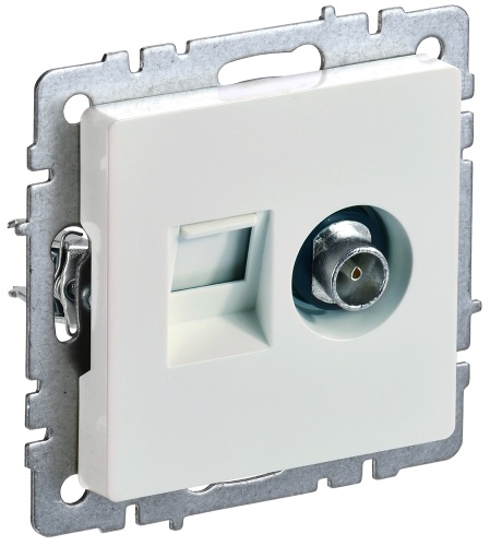 BRITE Розетка двойная TV+RJ45 кат.5E РТВ/РК12-БрЖ жемчуг | код BR-AK20-1-K36 | IEK